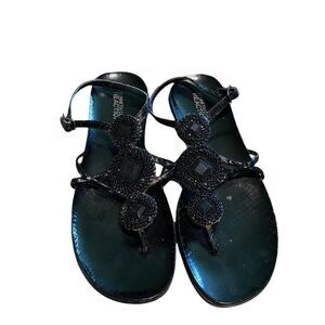 Kenneth Cole Reactions black patent leather sandals size 8 medium great look